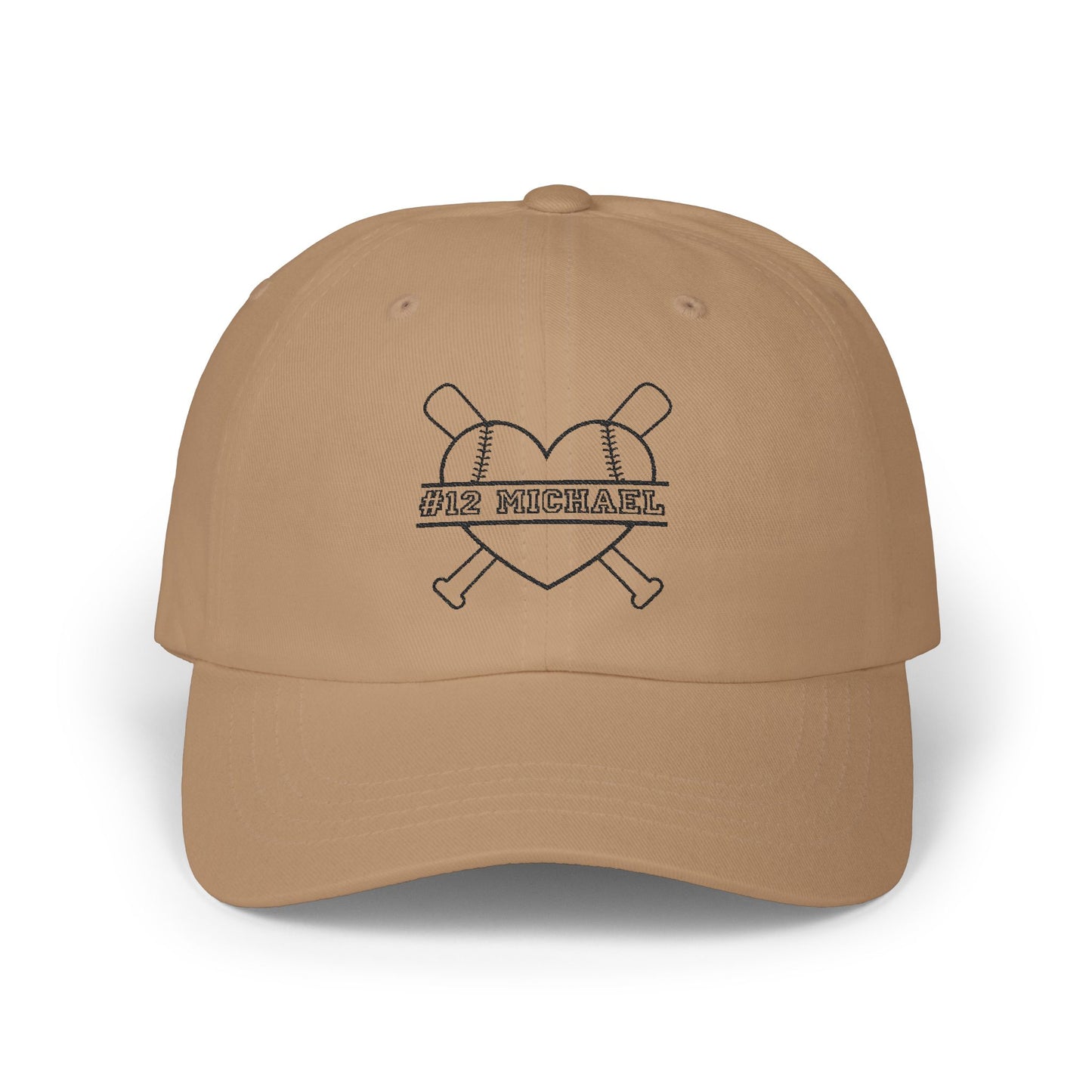 Personalized Baseball Mom Cap with Heart Design