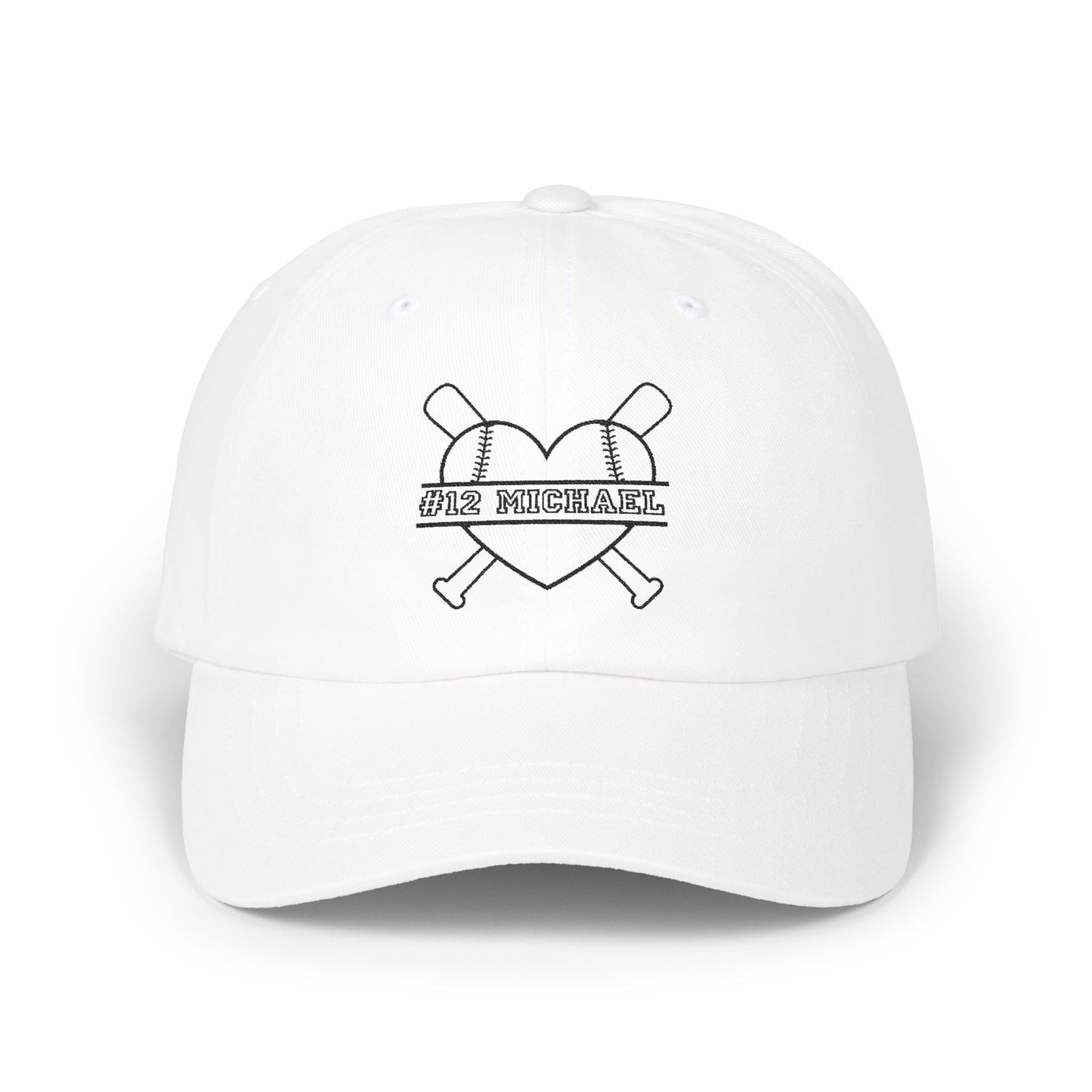 Personalized Baseball Mom Cap with Heart Design