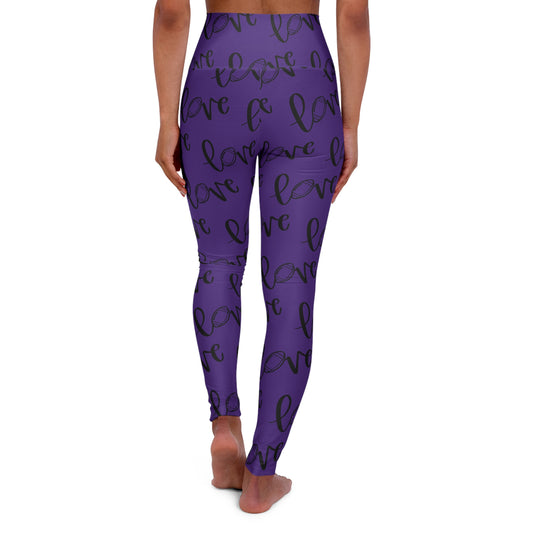 Yoga Leggings - High Waisted Love Football Design