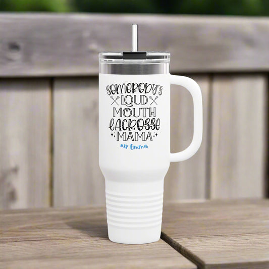 Personalized Sports Lacrosse Mom Insulated Travel Mug, 40oz