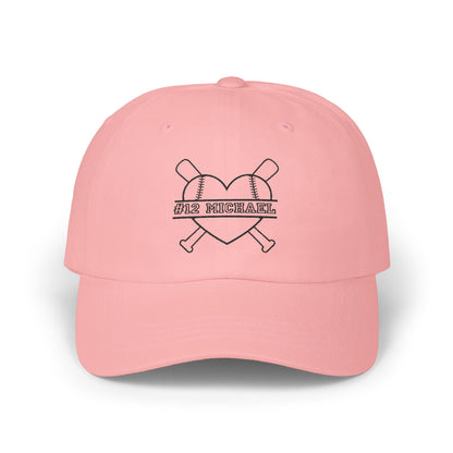 Personalized Baseball Mom Cap with Heart Design