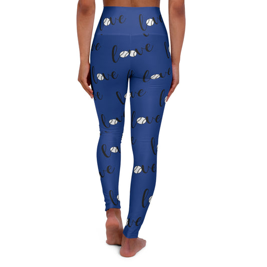 Yoga Leggings - High Waisted Love Baseball Design
