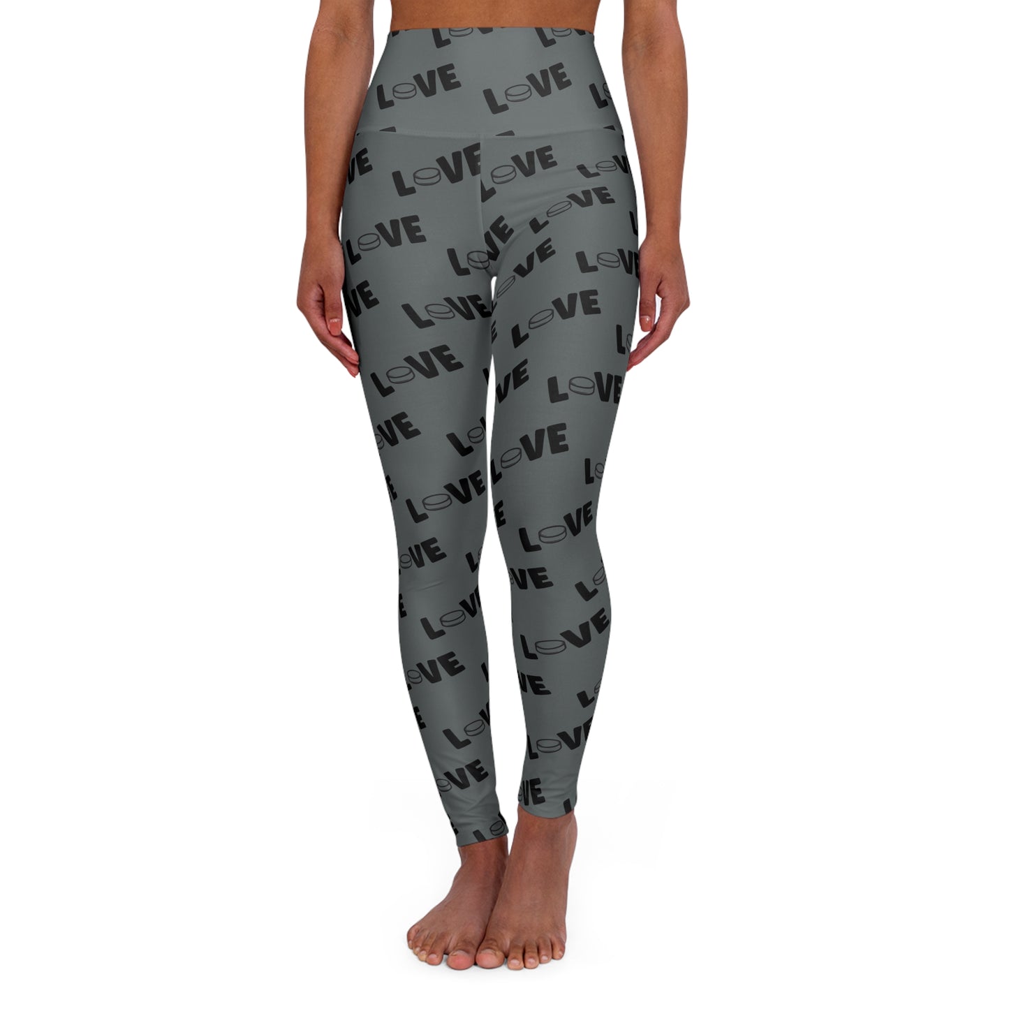 Yoga Leggings - High Waisted Love Hockey Design