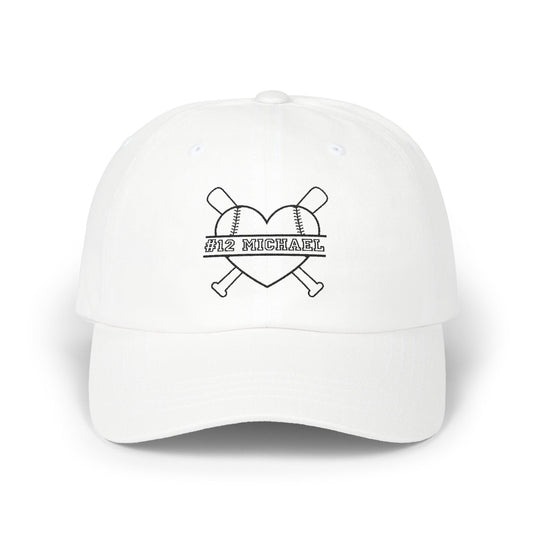 Personalized Baseball Mom Cap with Heart Design