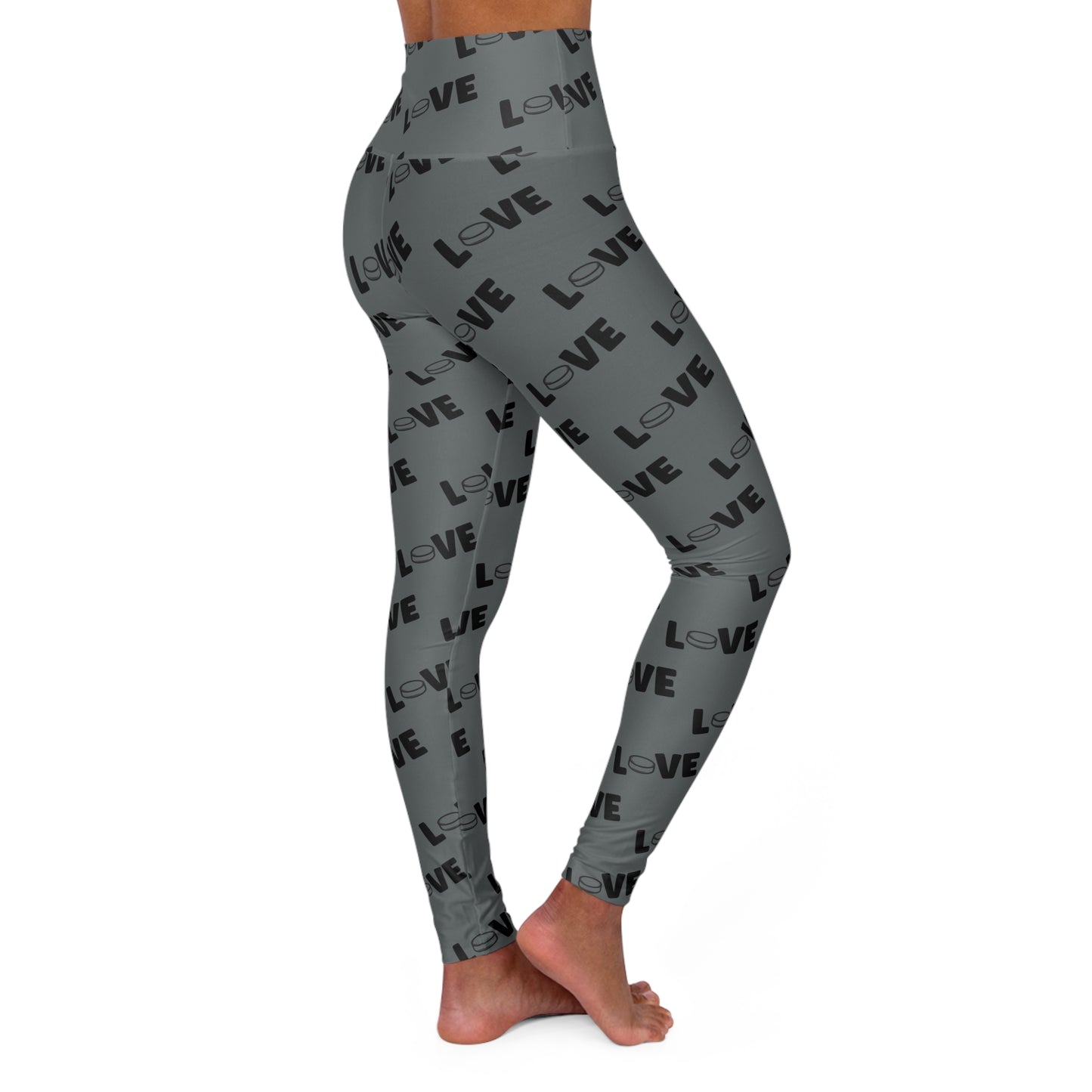 Yoga Leggings - High Waisted Love Hockey Design